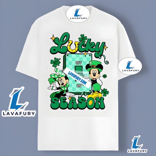 Lucky Season Patrick Day With Mickey And Minnie Shirt Classic 2025