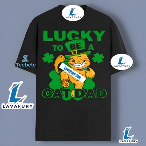 Lucky To Be A Cat Dad St Patricks Day Gift Shirt 2025