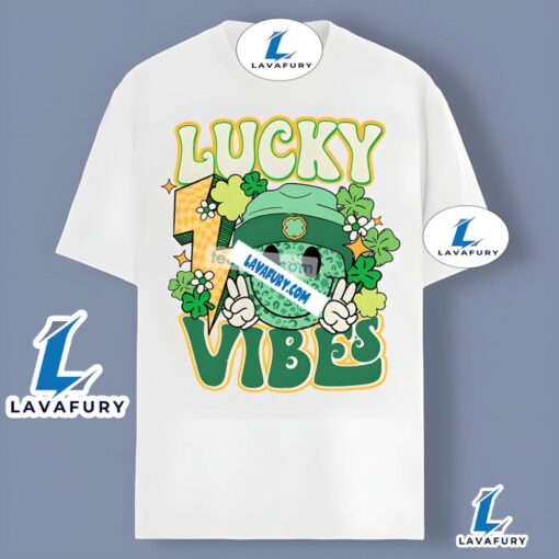 Lucky Vibes Patricks Day With Smiley Face Icon Shirt Idea 2025