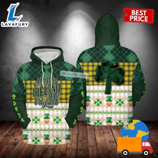 Made In Ireland St Patricks Day Green 3D Hoodie Jacket 2025