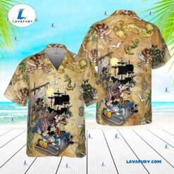 Mickey and Friend Treasure Map Hawaiian Shirt, Mickey Pirated of the Caribbean Hawaiian Shirt, Unique Mickey Mouse Gift