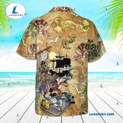 Mickey and Friend Treasure Map Hawaiian Shirt, Mickey Pirated of the Caribbean Hawaiian Shirt, Unique Mickey Mouse Gift