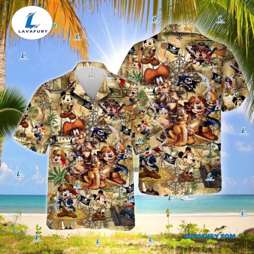 Mickey And Friends Pirate Treasure Adventure Hawaiian Shirt, Disney Gift for Fans