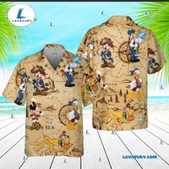 Mickey and Friends Pirated of the Caribbean Hawaiian Shirt, Mickey Pirate Retro Hawaiian Shirt, Unique Mickey Mouse Gift