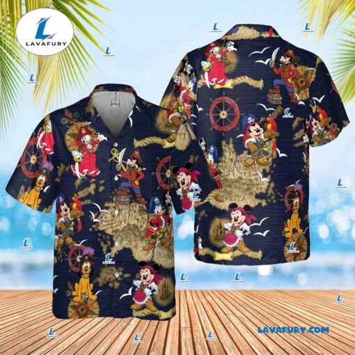 Mickey And Friends Pirates Of Caribbean Hawaiian Shirt, Disney Mickey Mouse Funny Holiday Gifts