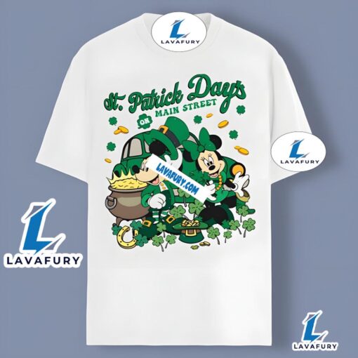 Mickey And Minnie With St Patricks Day On Main Street Graphic Shirt 2025