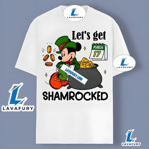 Mickey Disney St Patrick Day Lets Get Shamrocked Cotton Shirt 2025