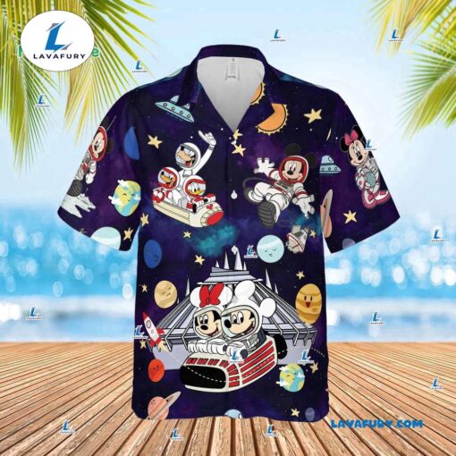 Mickey Minnie and Friends Space Mountain Hawaiian Shirt, Disneyland Tomorrowland Vintage Hawaiian Shirt, Best Disney Gift for Fans