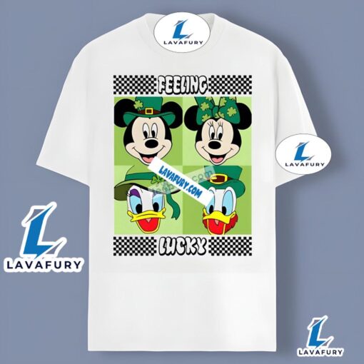 Mickey Minnie Donald Feeling Lucky St Patrick Day Shirt Trendy 2025