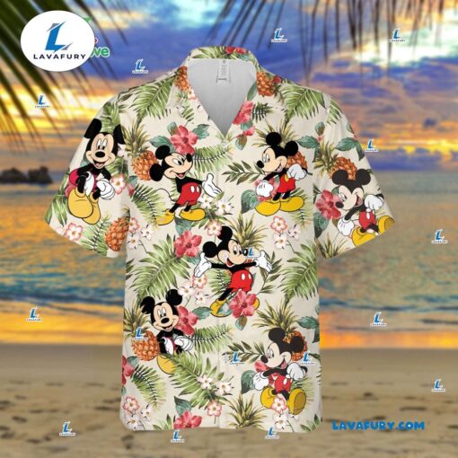 Mickey Mouse Floral Tropical Pineapple Hawaiian Shirt, Matching Family Disney Shirts, Mickey Mouse Summer Beach Gifts