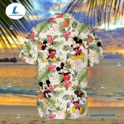 Mickey Mouse Floral Tropical Pineapple Hawaiian Shirt, Matching Family Disney Shirts, Mickey Mouse Summer Beach Gifts