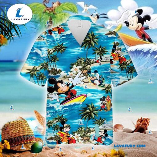 Mickey Mouse Surfing Hawaiian Shirt, Mickey Mouse Funny Summer Beach Aloha Shirt, Best Disney Gift for Fans