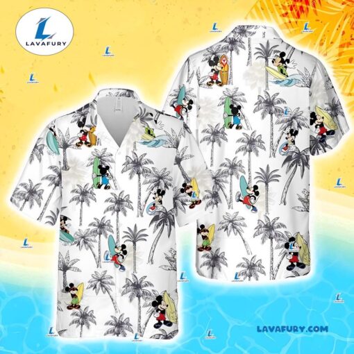 Mickey Mouse Surfing Palm Tree Summer Beach Shirt, Disney Hawaiian Matching Family Vacation Gifts