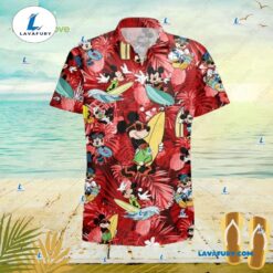 Mickey Mouse Surfing Red Hawaiian…