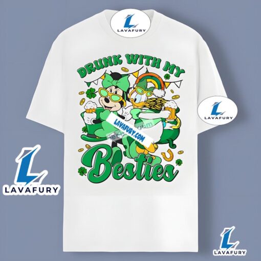 Minnie And Daisy St Patrick Day With Drunk With My Bestie Shirt 2025