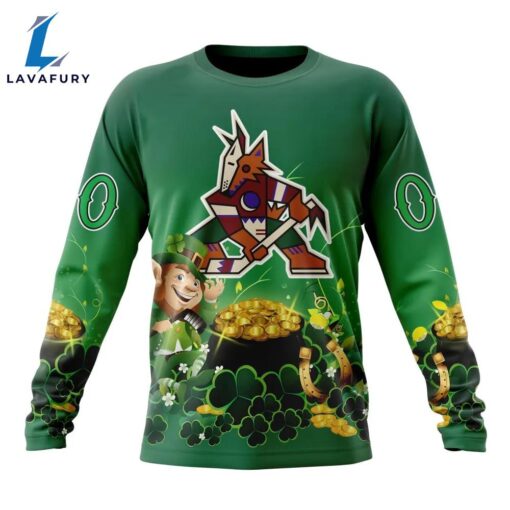 NHL Arizona Coyotes Special Design For St.Patrick Day Long Sleeved Sweatshirt