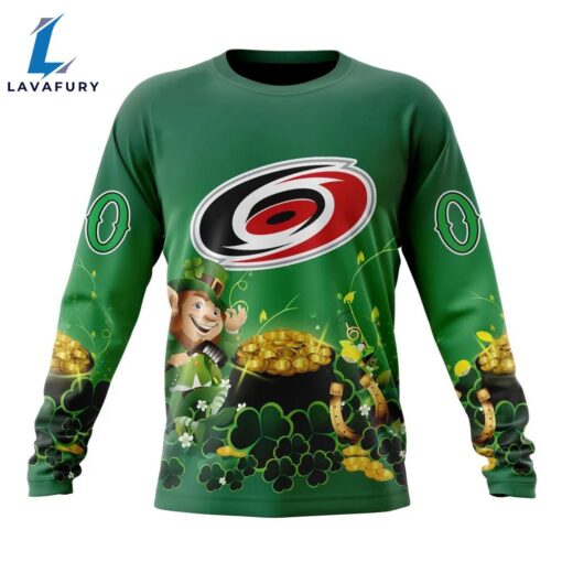 NHL Carolina Hurricanes Special Design For St.Patrick Day Long Sleeved Sweatshirt