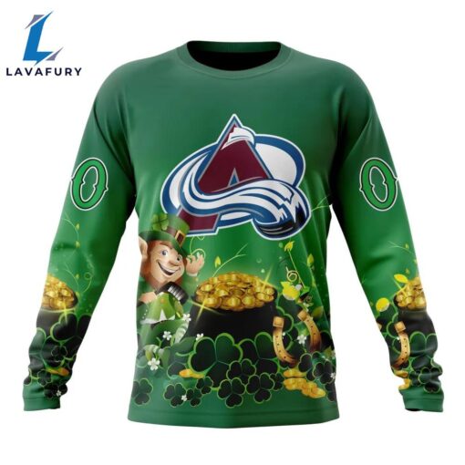 NHL Colorado Avalanche Special Design For St.Patrick Day Long Sleeved Sweatshirt