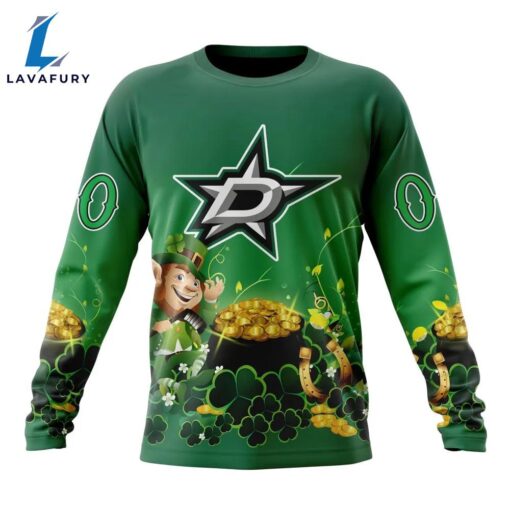 NHL Dallas Stars Special Design For St.Patrick Day Long Sleeved Sweatshirt