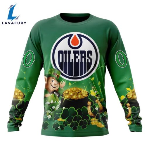 NHL Edmonton Oilers Special Design For St.Patrick Day Long Sleeved Sweatshirt