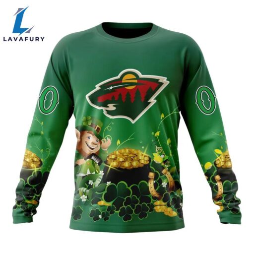 NHL Minnesota Wild Special Design For St.Patrick Day Long Sleeved Sweatshirt