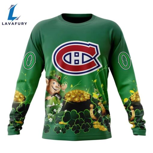 NHL Montreal Canadiens Special Design For St.Patrick Day Long Sleeved Sweatshirt