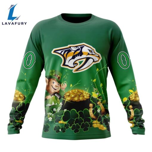 NHL Nashville Predators Special Design For St.Patrick Day Long Sleeved Sweatshirt