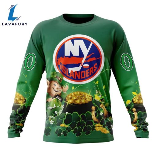 NHL New York Islanders Special Design For St.Patrick Day Long Sleeved Sweatshirt