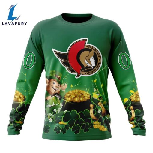 NHL Ottawa Senators Special Design For St.Patrick Day Long Sleeved Sweatshirt