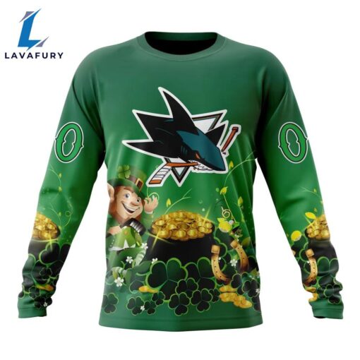 NHL San Jose Sharks Special Design For St.Patrick Day Long Sleeved Sweatshirt