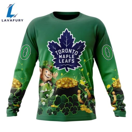 NHL Toronto Maple Leafs Special Design For St.Patrick Day Long Sleeved Sweatshirt