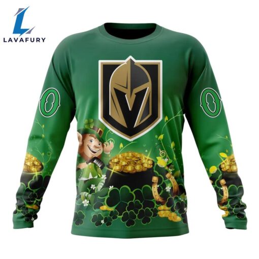 NHL Vegas Golden Knights Special Design For St.Patrick Day Long Sleeved Sweatshirt