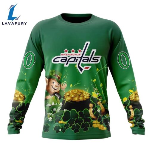 NHL Washington Capitals Special Design For St.Patrick Day Long Sleeved Sweatshirt