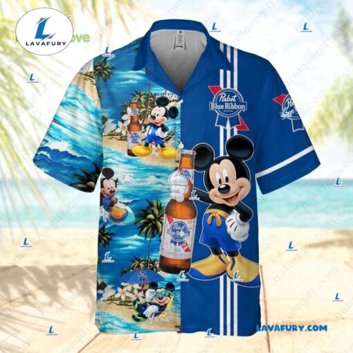 Pabst Blue Ribbon Mickey Mouse Hawaiian Shirt Tropical Shirts