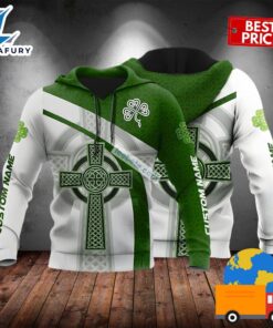 Personalized Celtic Cross And Sharock St Patricks Green 3D Design Hoodie 2025