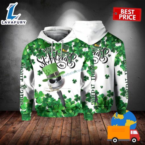 Personalized Happy St Patricks Jack Skellington Green 3D Hoodie Jacket 2025