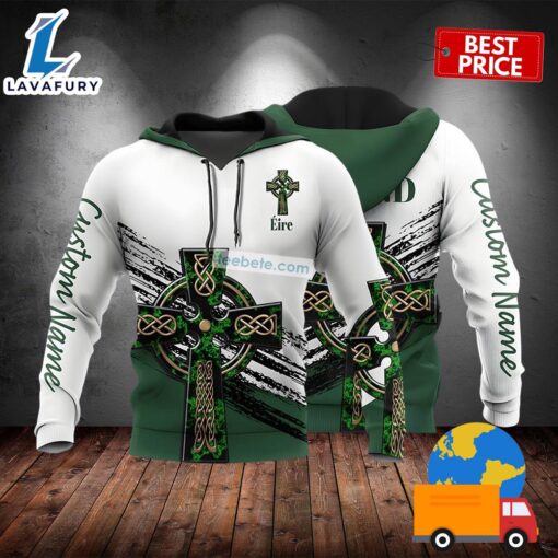 Personalized Irish St Patrick White 3D Realistic Hoodie 2025