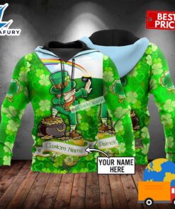 Personalized Leprechaun Dabbing St Patrick Green 3D Design Hoodie 2025