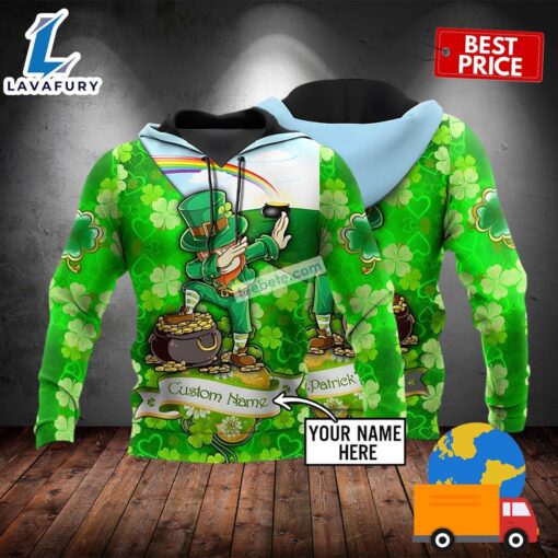 Personalized Leprechaun Dabbing St Patrick Green 3D Design Hoodie 2025