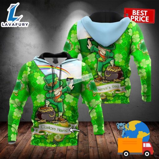 Personalized Leprechaun Dabbing St Patrick Green 3D Design Hoodie 2025