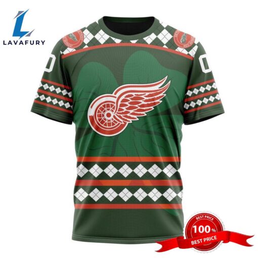 Personalized NHL Detroit Red Wings Specialized Unisex Kits Hockey St Patrick’s Day 3D Shirts