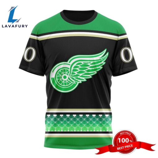 Personalized NHL Detroit Red Wings Specialized Unisex Kits Hockey St Patrick’s Day 3D T-Shirts