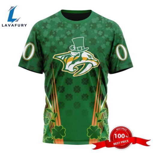 Personalized NHL Nashville Predators Full Green Design For St. Patrick’s Day All Over Print Shirts