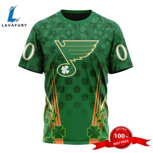 Personalized NHL St. Louis Blues Full Green Design For St. Patrick’s Day All Over Print Shirts