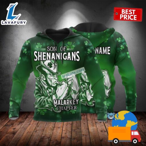 Personalized St Patrick Son Of Shenanigans Green 3D Illusion Hoodie 2025