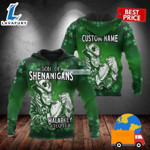 Personalized St Patrick Son Of Shenanigans Green 3D Illusion Hoodie 2025