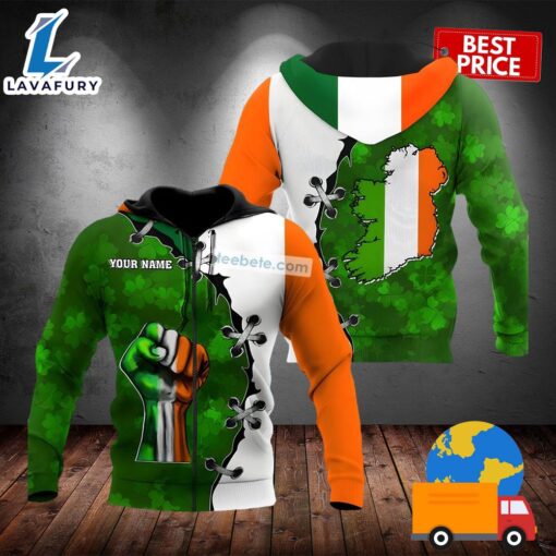 Personalized St Patrick Strong Hand Green 3D Pattern Hoodie 2025