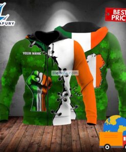 Personalized St Patrick Strong Hand Green 3D Pattern Hoodie 2025