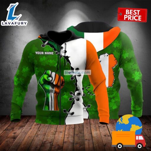 Personalized St Patrick Strong Hand Green 3D Pattern Hoodie 2025