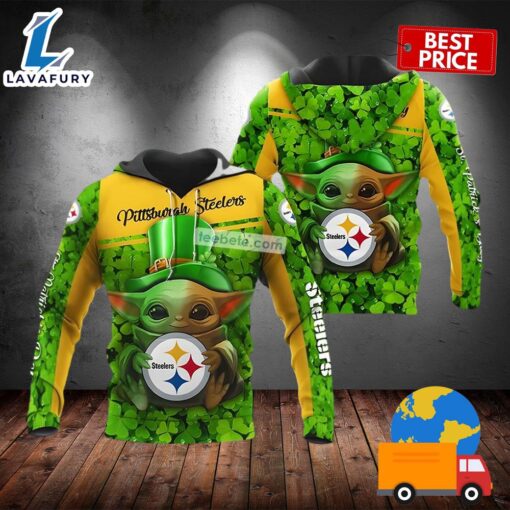 Pittsburgh Steelers St Patricks With Baby Yoda Green 3D Cool Hoodie 2025